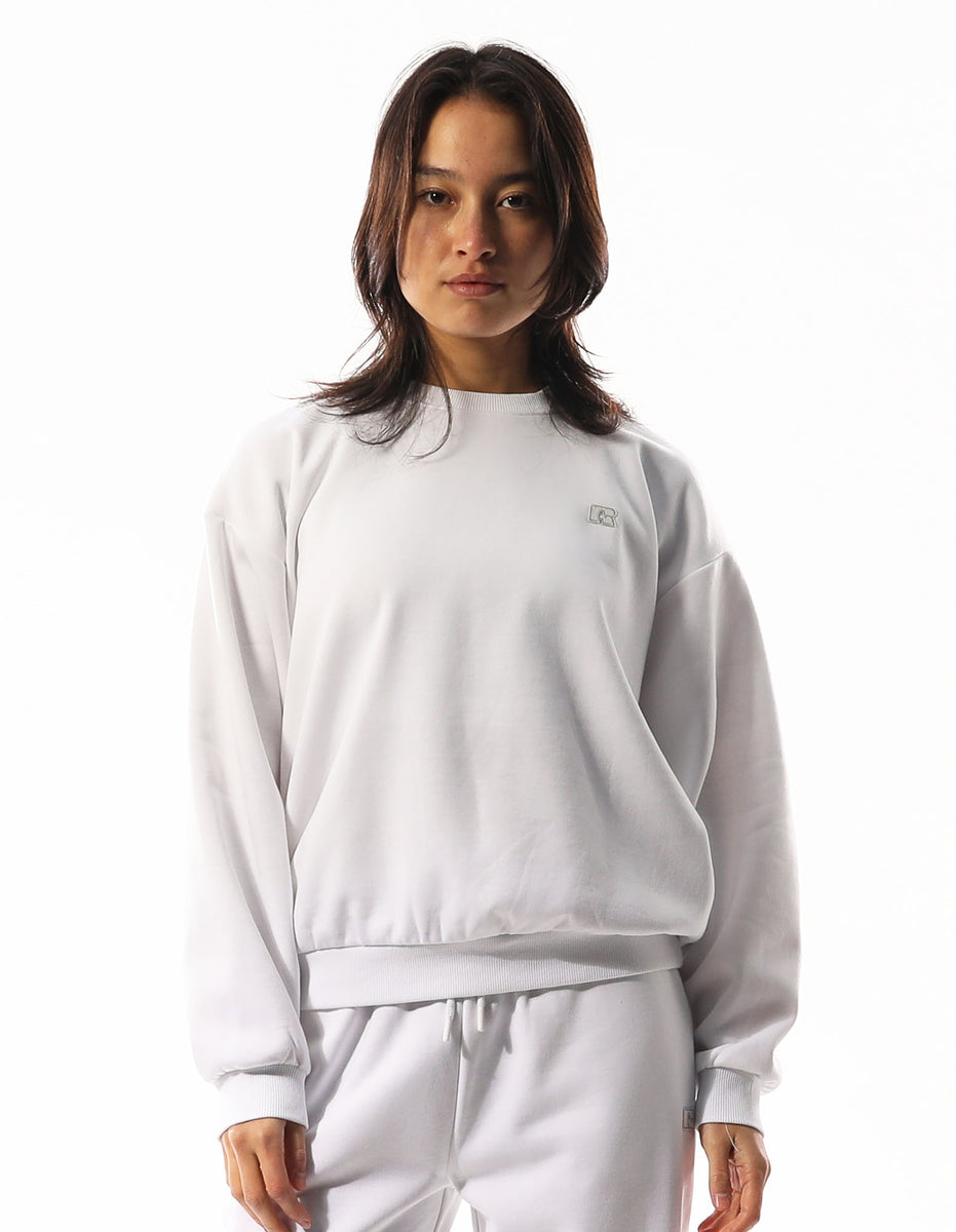 Dámské Svetr S Výstřihem Do Posádky Russell Athletic R Logo Bílé | VQP-723459