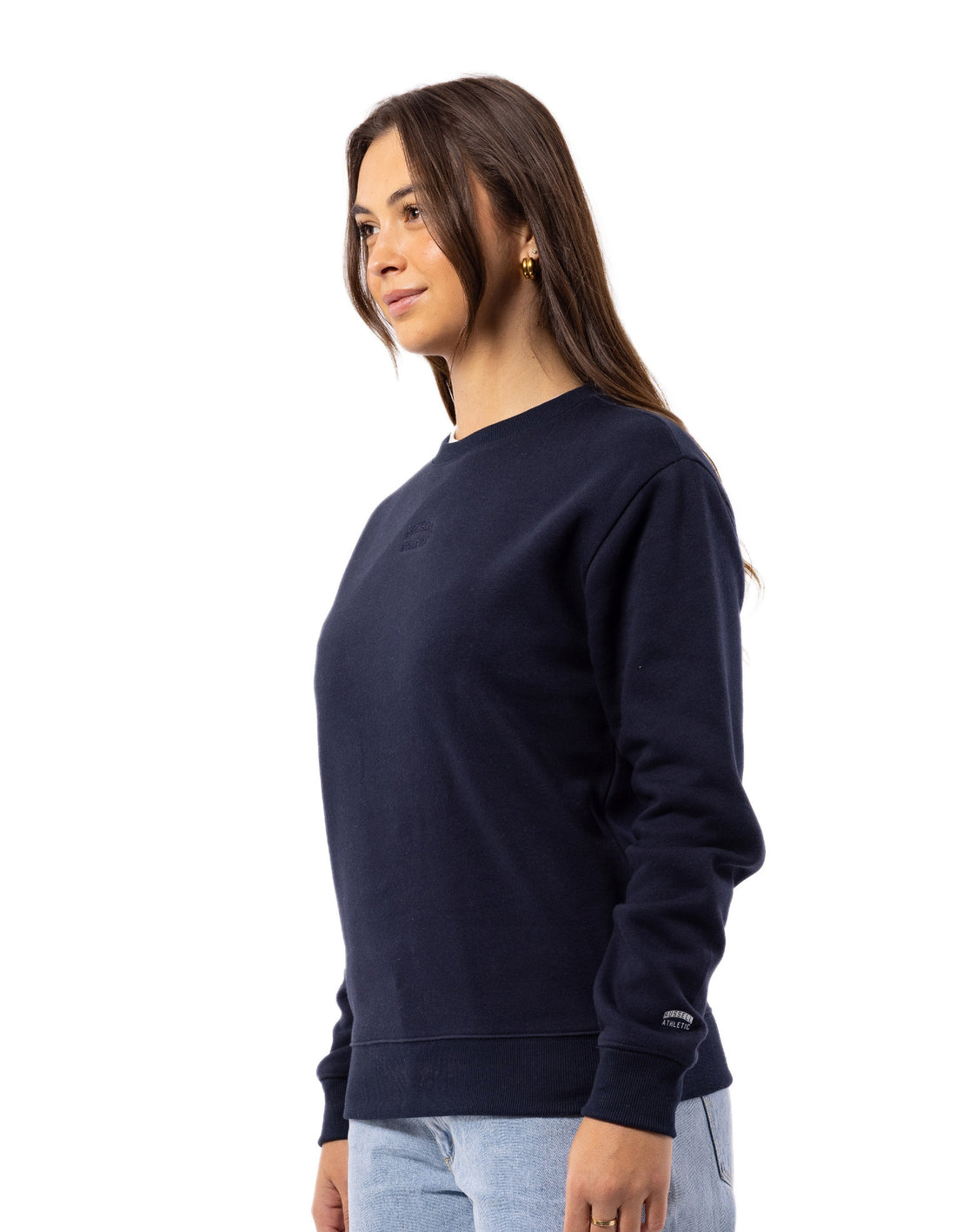 Dámské Svetr S Výstřihem Do Posádky Russell Athletic Originals Embroidered Tmavě Blankyt | XFW-589471