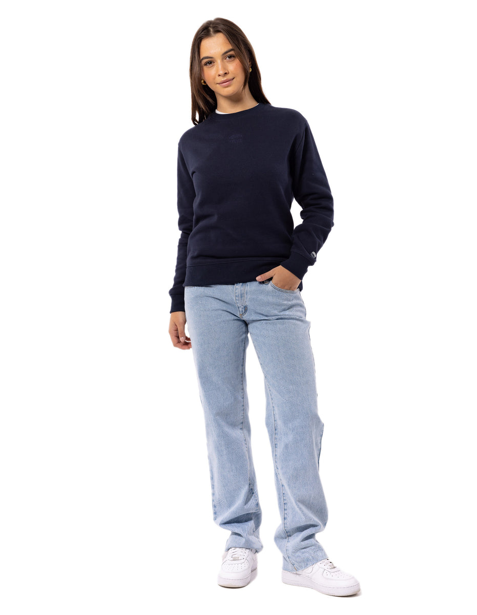 Dámské Svetr S Výstřihem Do Posádky Russell Athletic Originals Embroidered Tmavě Blankyt | XFW-589471