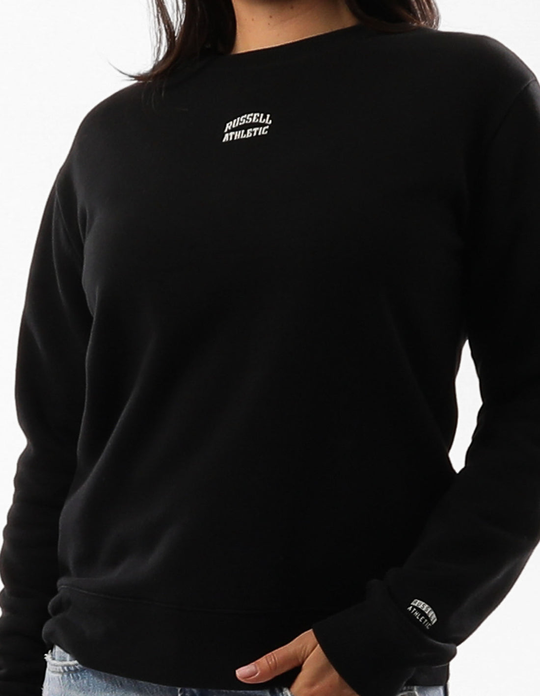Dámské Svetr S Výstřihem Do Posádky Russell Athletic Originals Embroidered Černé | RLK-290785