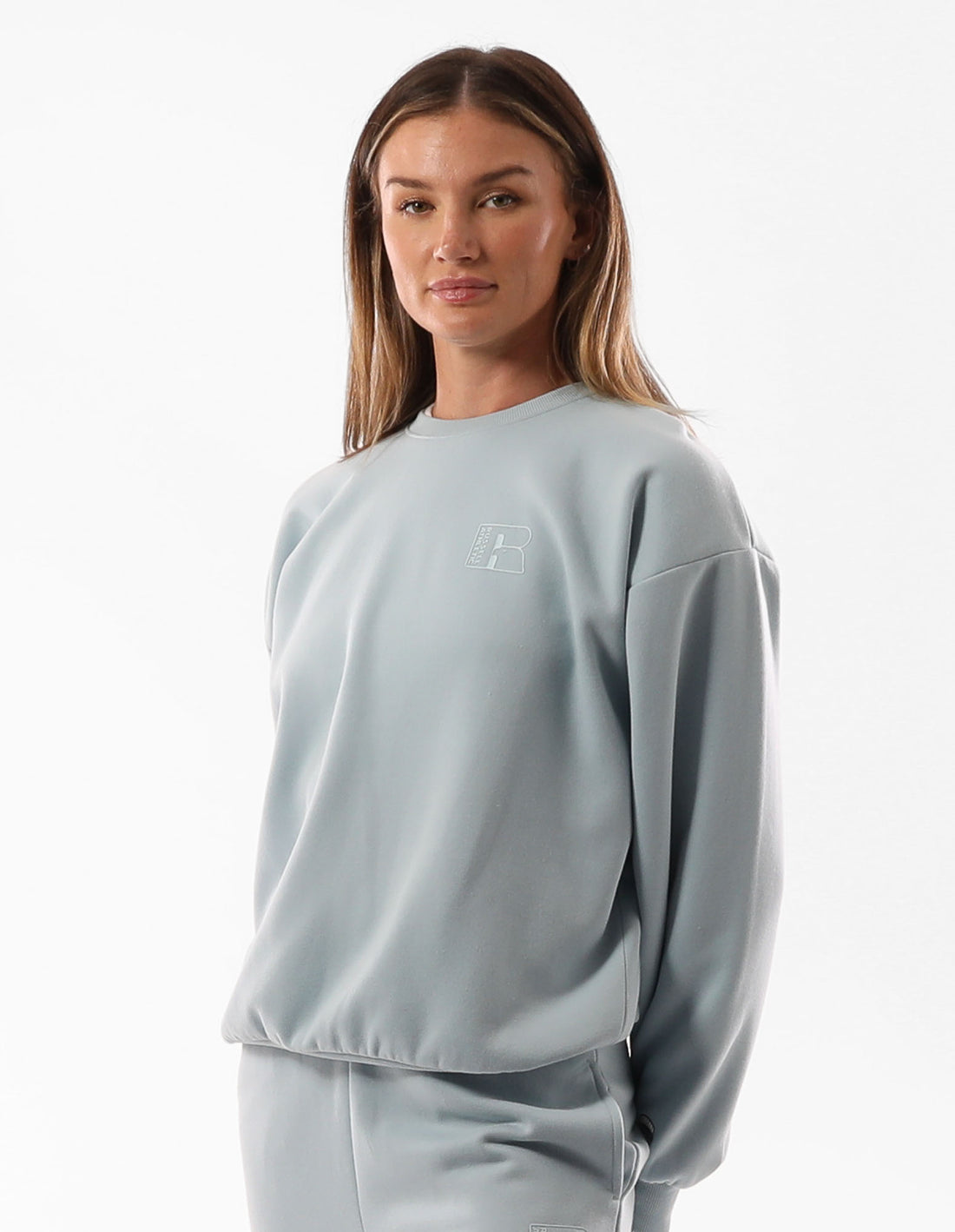 Dámské Svetr S Výstřihem Do Posádky Russell Athletic Original Inlay Logo Tyrkysové | UEA-049738