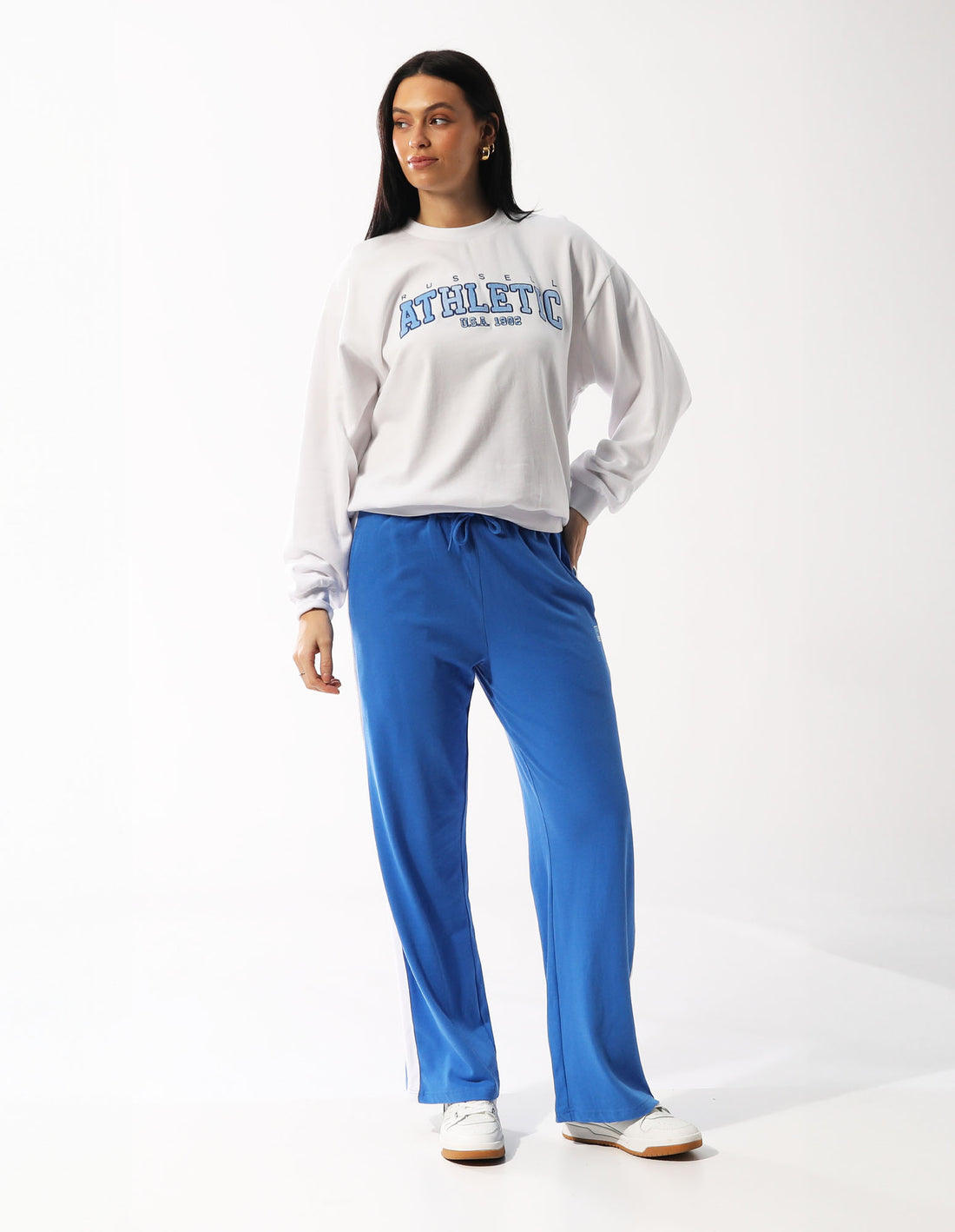 Dámské Svetr S Výstřihem Do Posádky Russell Athletic Halston Bílé | XGQ-952830