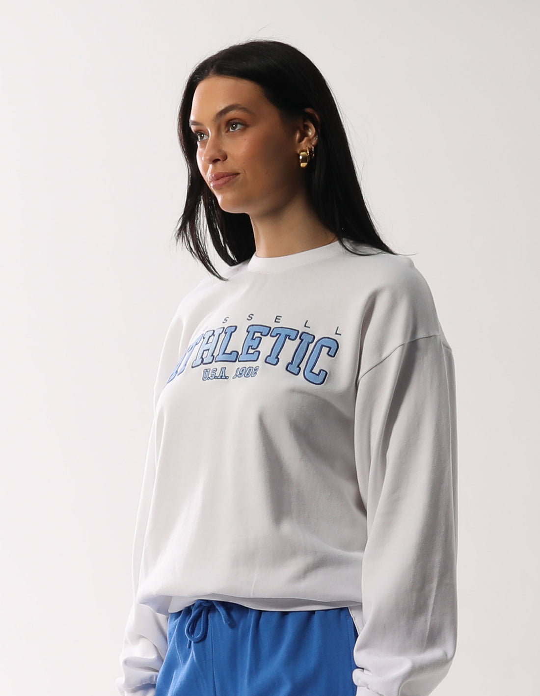 Dámské Svetr S Výstřihem Do Posádky Russell Athletic Halston Bílé | XGQ-952830