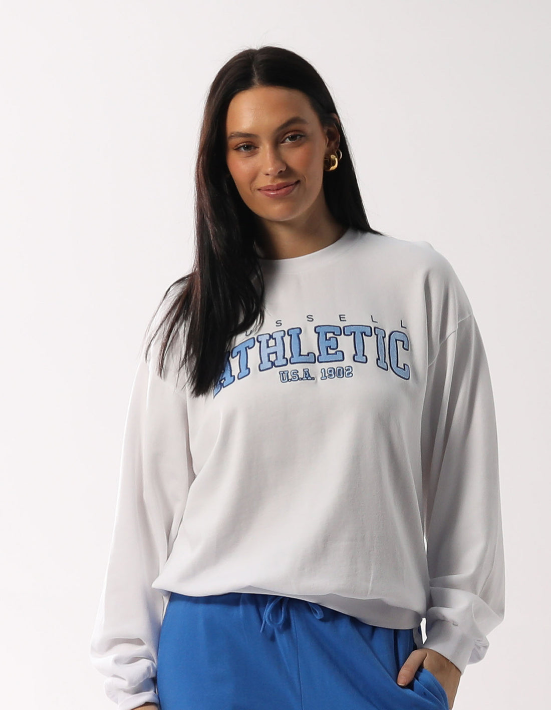 Dámské Svetr S Výstřihem Do Posádky Russell Athletic Halston Bílé | XGQ-952830
