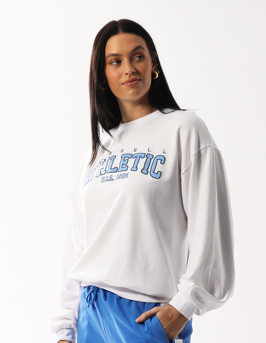 Dámské Svetr S Výstřihem Do Posádky Russell Athletic Halston Bílé | XGQ-952830
