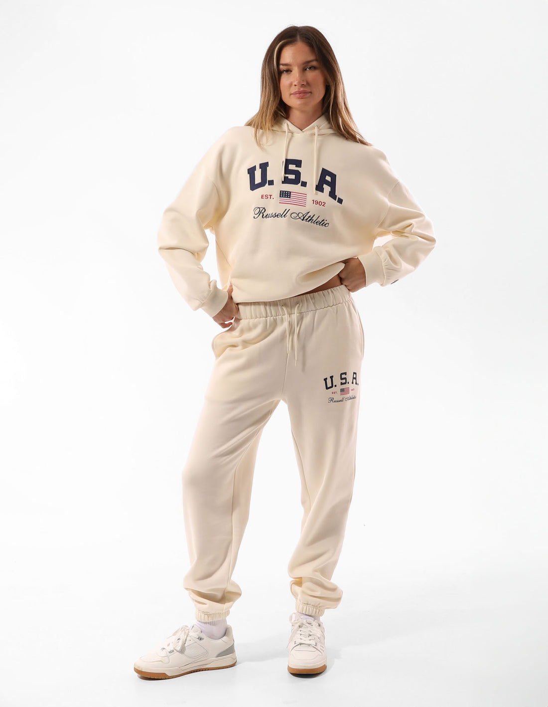 Dámské Track pants Russell Athletic 1902 Baggy Béžový | SWA-072549