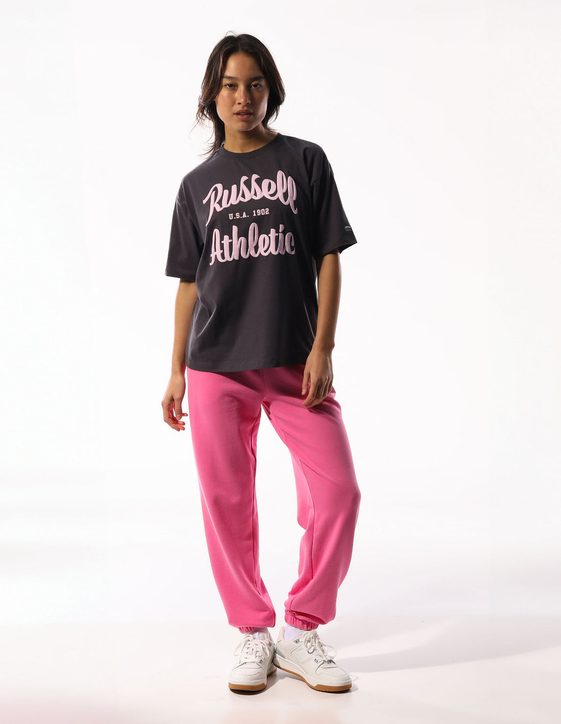 Dámské Tričko Russell Athletic Annie Oversized Tmavě Šedé | NBO-267581