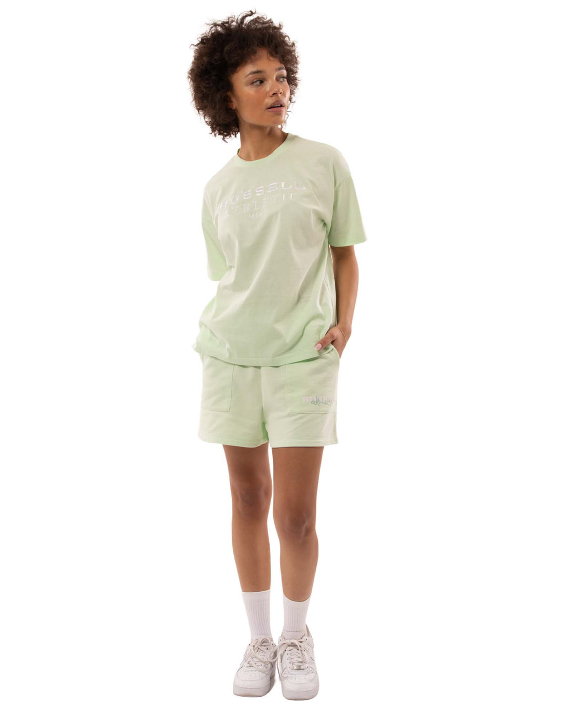 Dámské Tričko Russell Athletic Elements Oversize Světle Šedé Zelene | HRT-286951