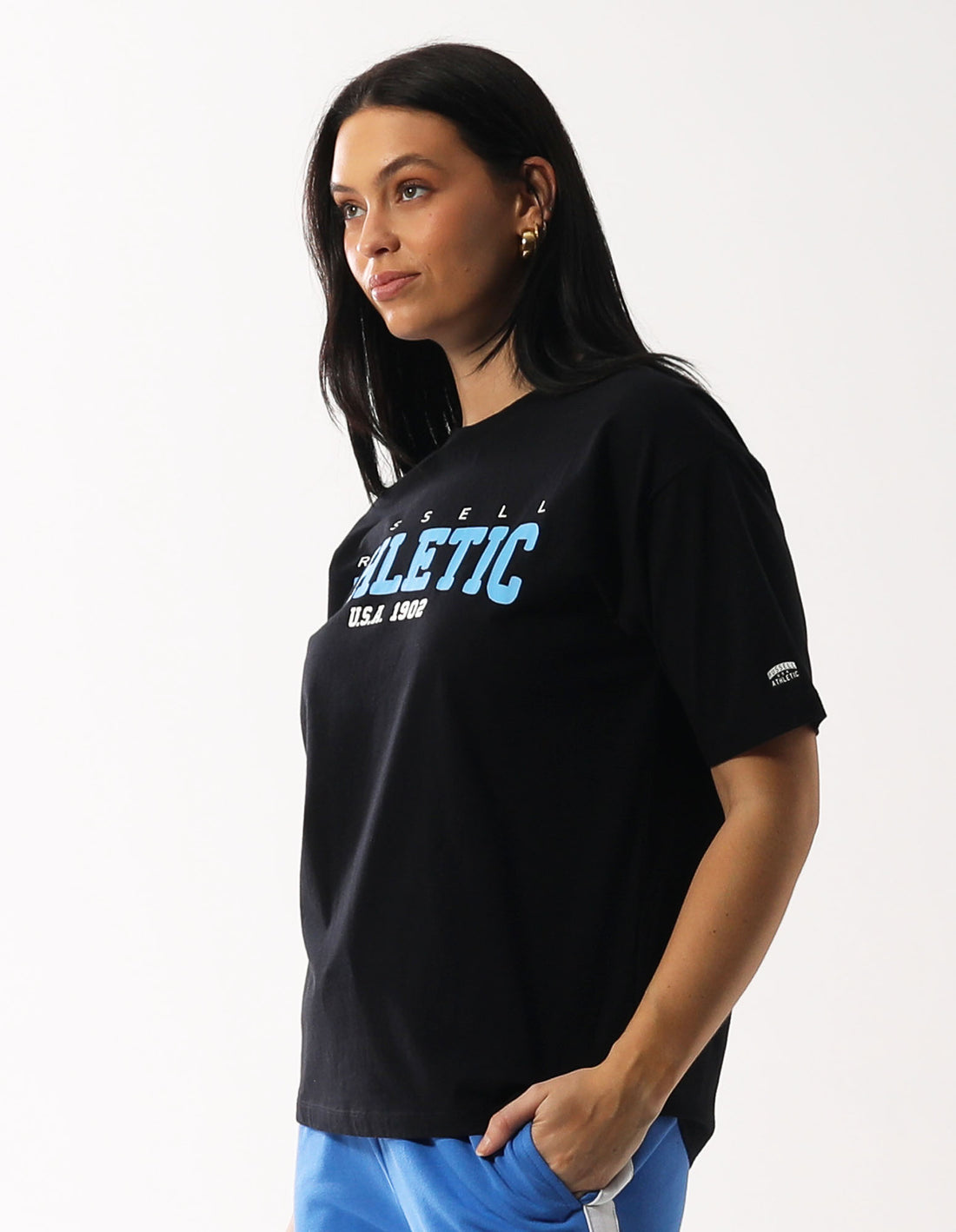 Dámské Tričko Russell Athletic Halston Oversize Černé | ESO-630154