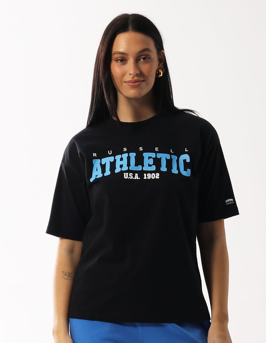 Dámské Tričko Russell Athletic Halston Oversize Černé | ESO-630154