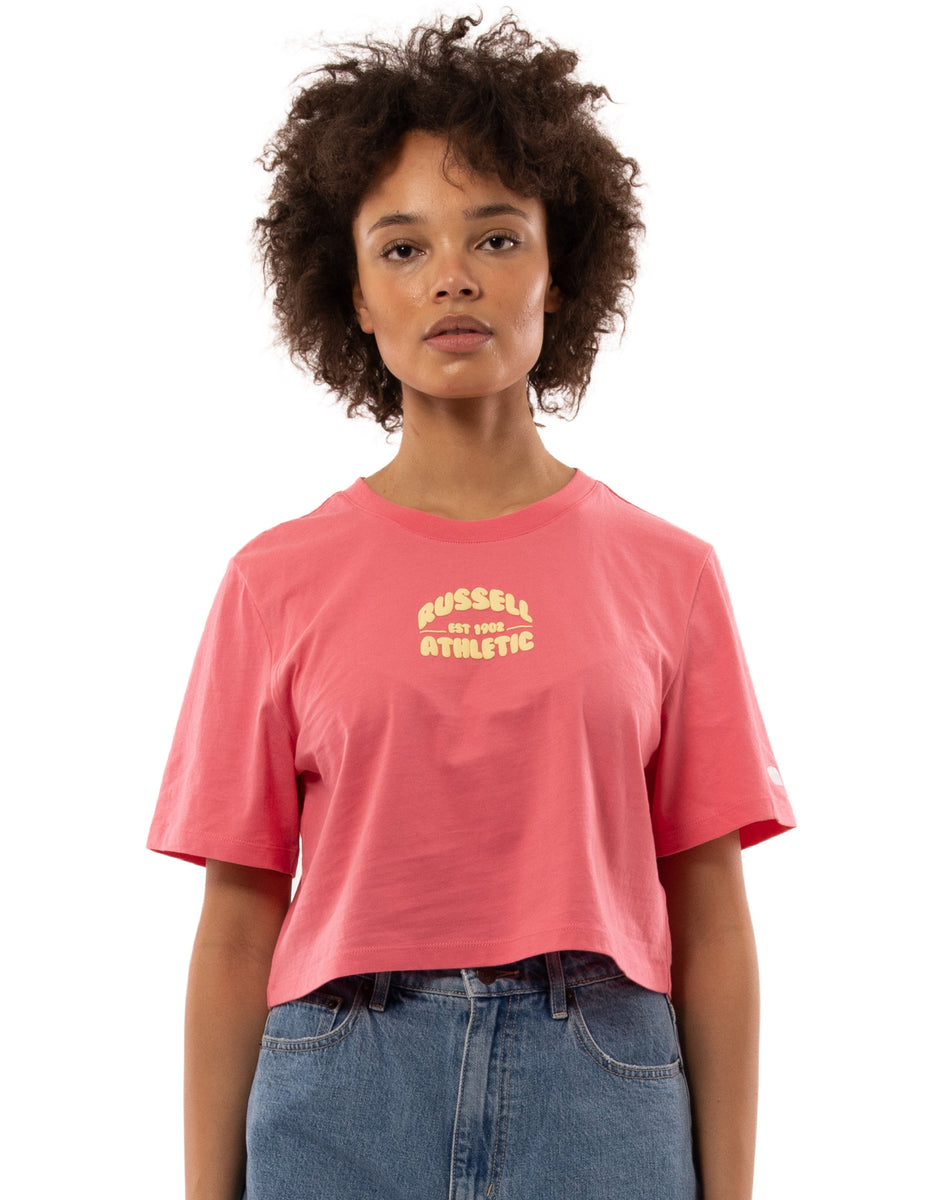 Dámské Tričko Russell Athletic Sugar Crop Koralove Růžové | AQG-189624