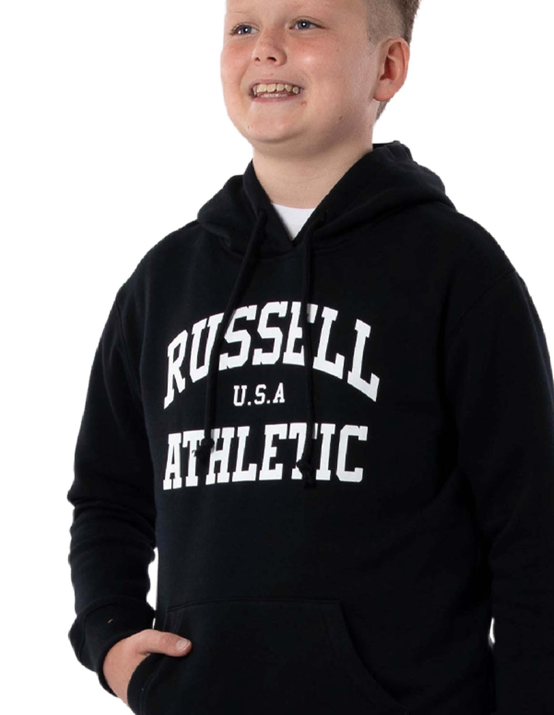 Dětské Mikina s Kapucí Russell Athletic Arch Heritage Unisex Youth Černé | AVE-594362