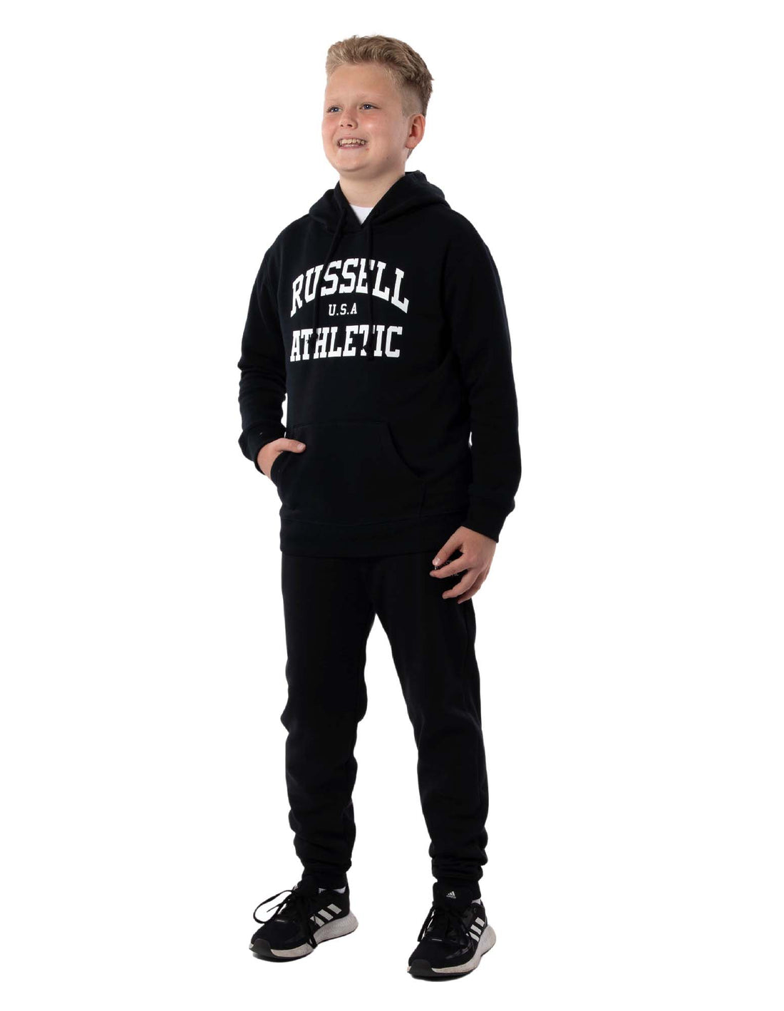 Dětské Mikina s Kapucí Russell Athletic Arch Heritage Unisex Youth Černé | AVE-594362