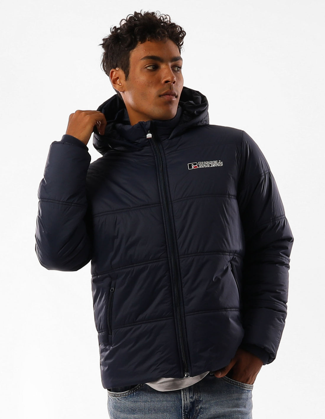 Pánské Bunda Puffer Russell Athletic Lewis Tmavě Blankyt | NFB-862305