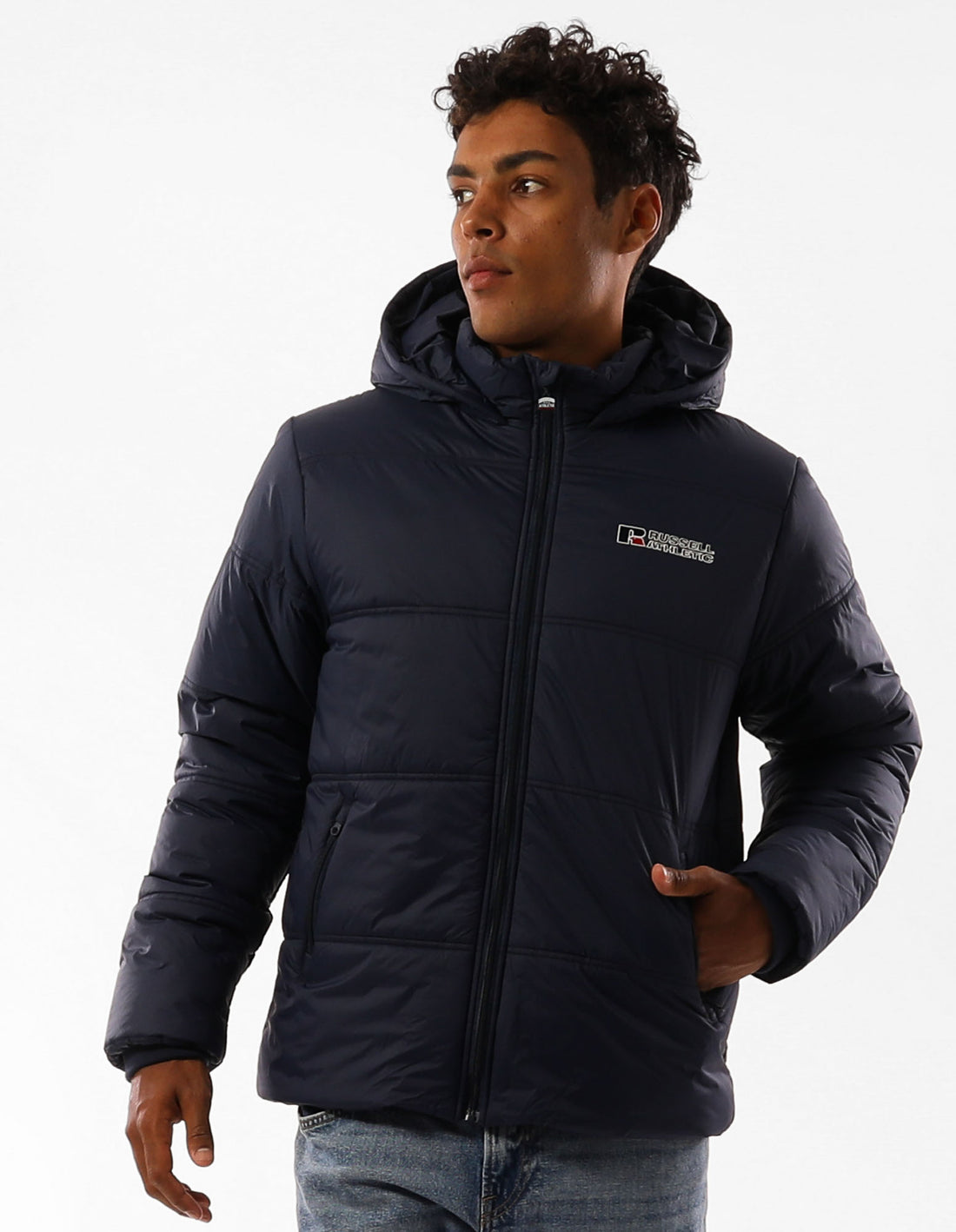 Pánské Bunda Puffer Russell Athletic Lewis Tmavě Blankyt | NFB-862305