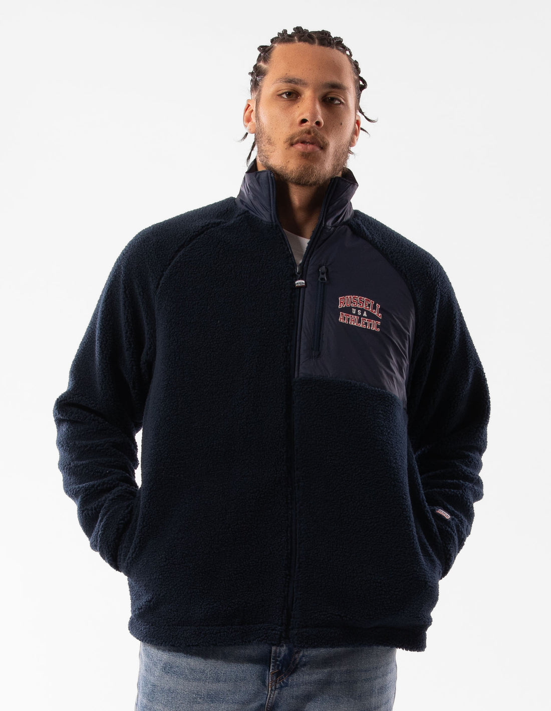 Pánské Bundy Russell Athletic Lewis Polar Fleece Tmavě Blankyt | FHS-209453