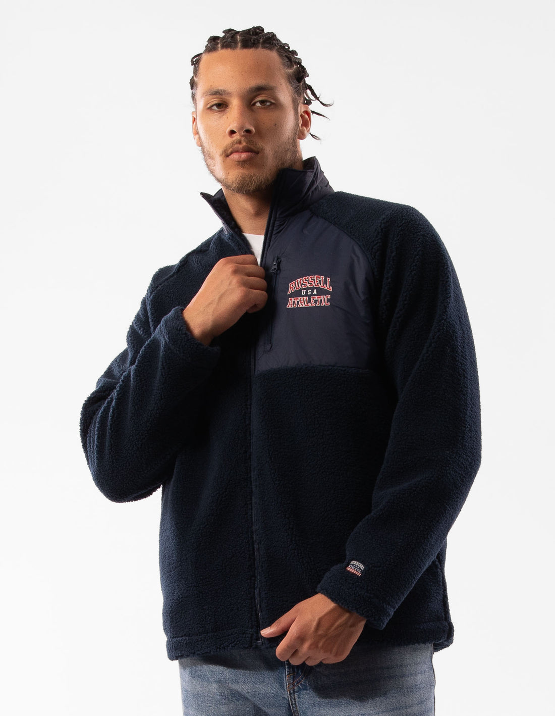 Pánské Bundy Russell Athletic Lewis Polar Fleece Tmavě Blankyt | FHS-209453