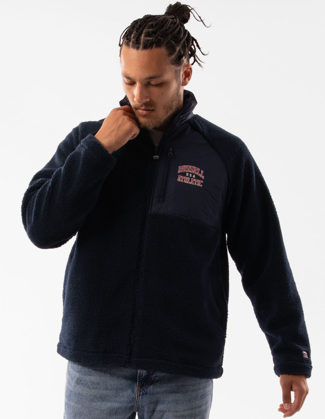 Pánské Bundy Russell Athletic Lewis Polar Fleece Tmavě Blankyt | FHS-209453