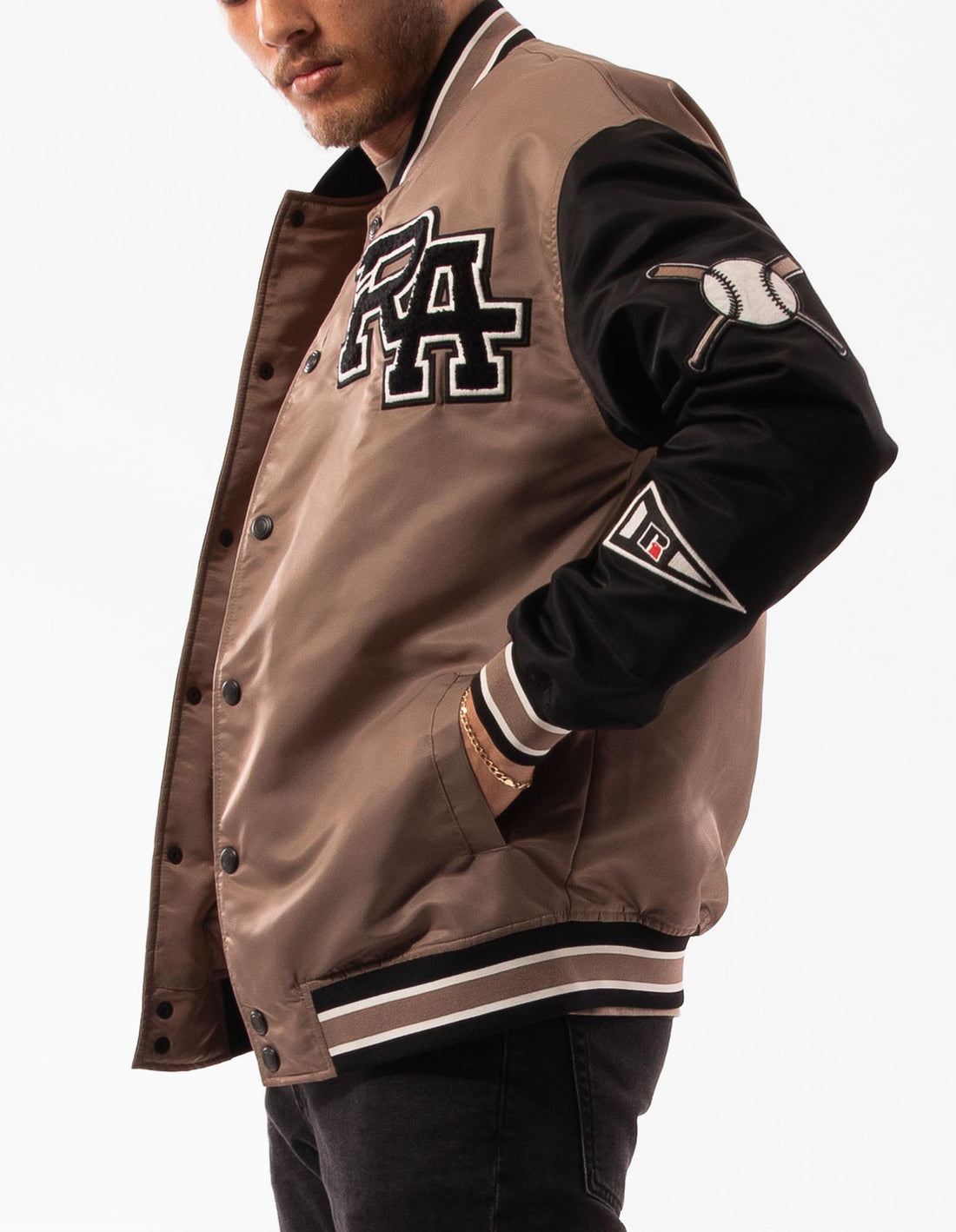 Pánské Bundy Russell Athletic Varsity Badge Hnědé | XOF-680439