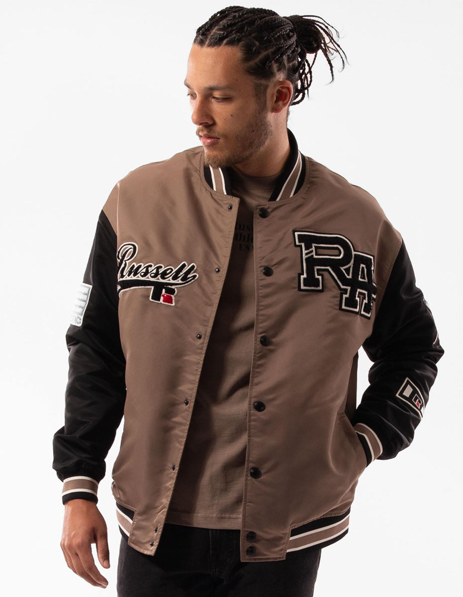 Pánské Bundy Russell Athletic Varsity Badge Hnědé | XOF-680439