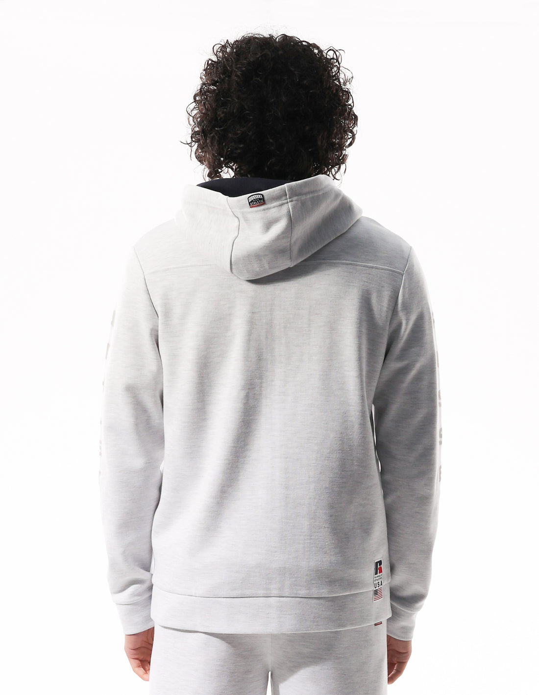 Pánské Mikina s Kapucí Russell Athletic Americana Tech Fleece Zip Světle Šedé | HOB-423905