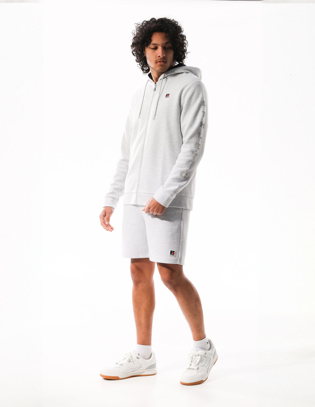 Pánské Mikina s Kapucí Russell Athletic Americana Tech Fleece Zip Světle Šedé | HOB-423905