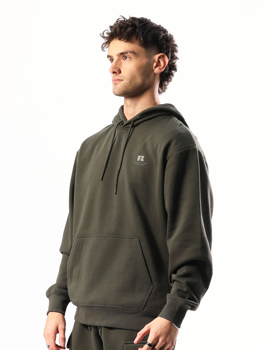 Pánské Mikina s Kapucí Russell Athletic Brooklyn Olivy Zelené | YCU-016389