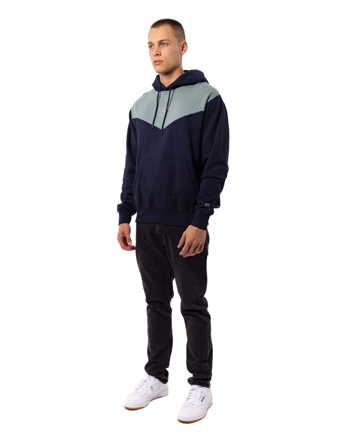 Pánské Mikina s Kapucí Russell Athletic Chevron Tmavě Blankyt | PQS-372685