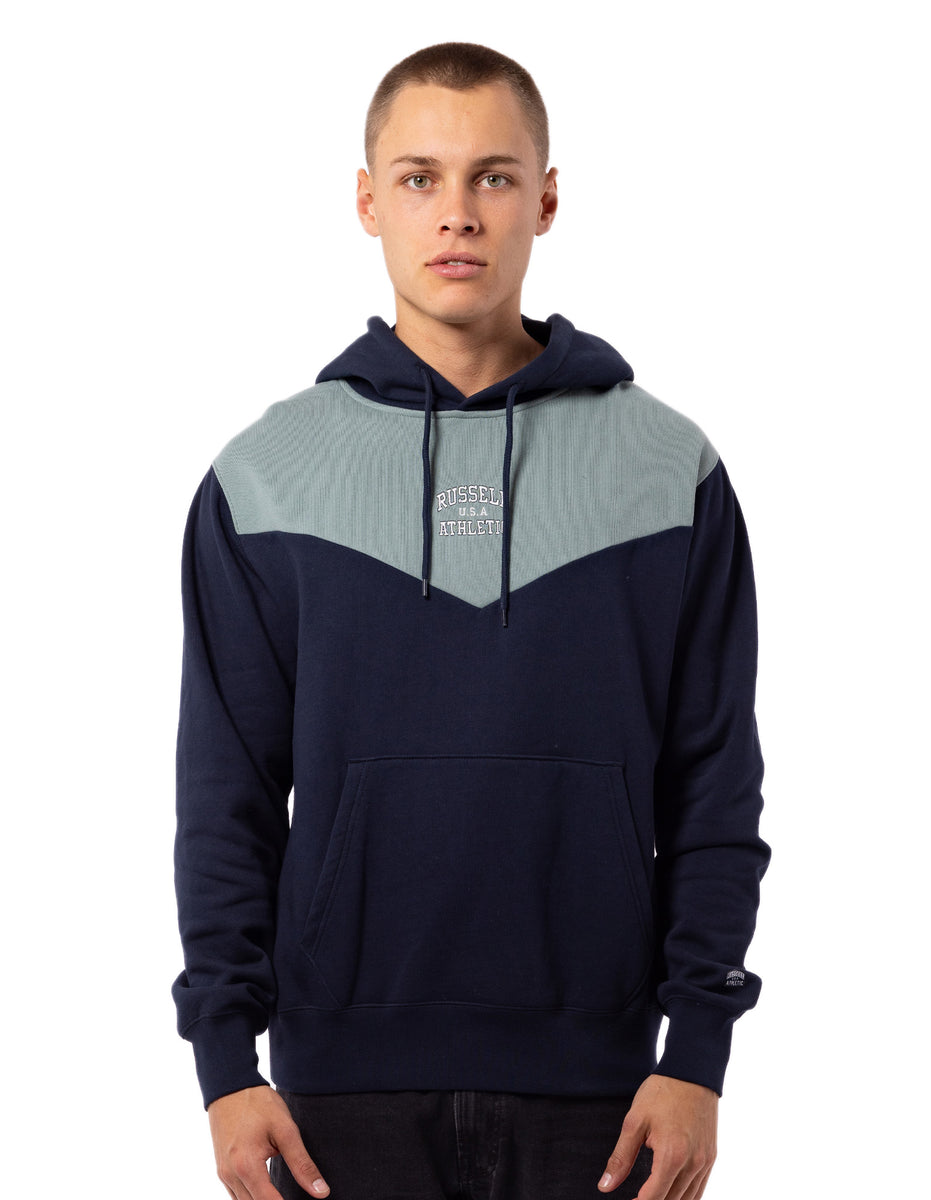 Pánské Mikina s Kapucí Russell Athletic Chevron Tmavě Blankyt | PQS-372685