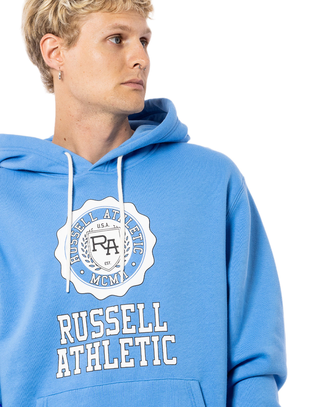 Pánské Mikina s Kapucí Russell Athletic Collegiate Blankyt | NGH-521864