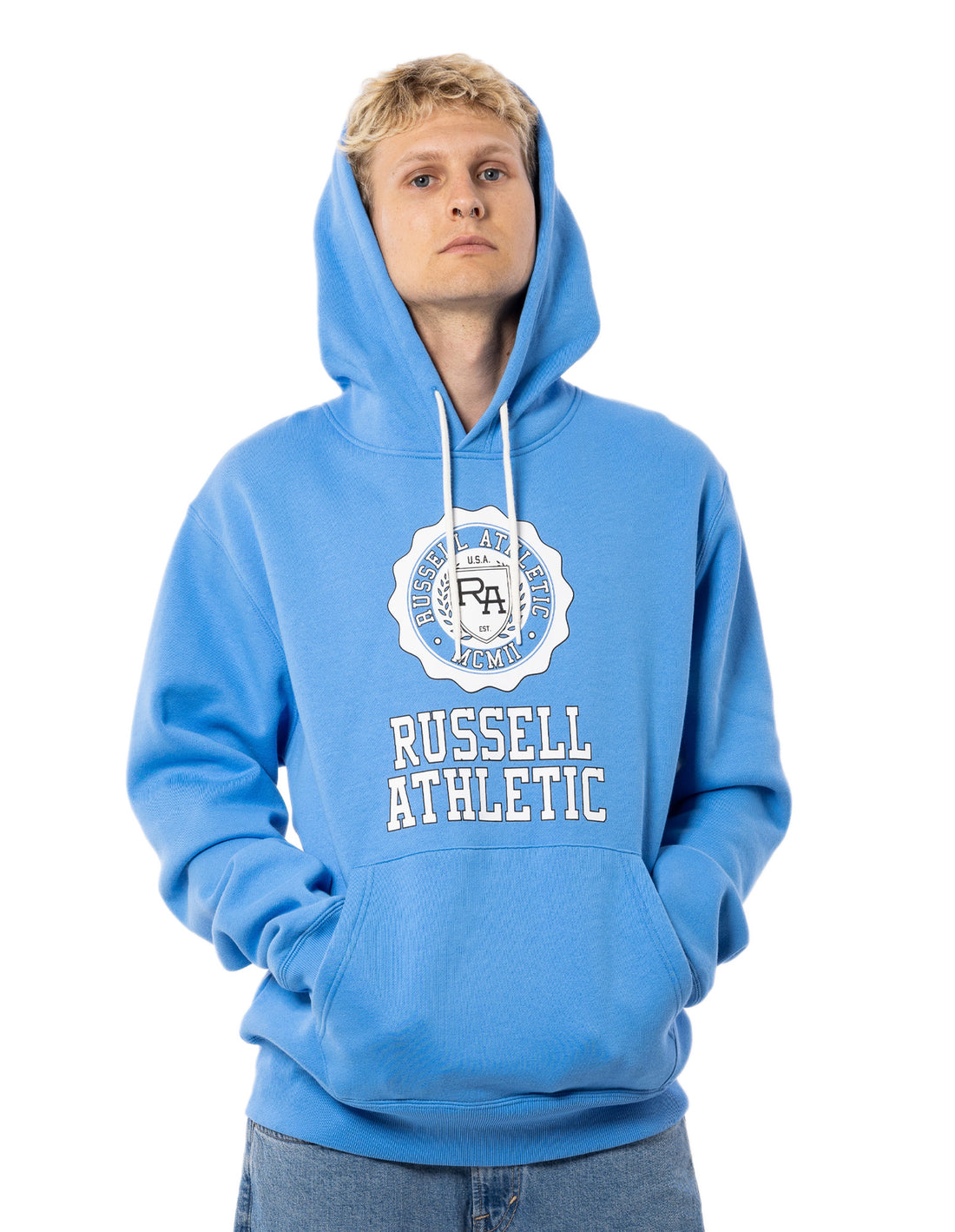 Pánské Mikina s Kapucí Russell Athletic Collegiate Blankyt | NGH-521864
