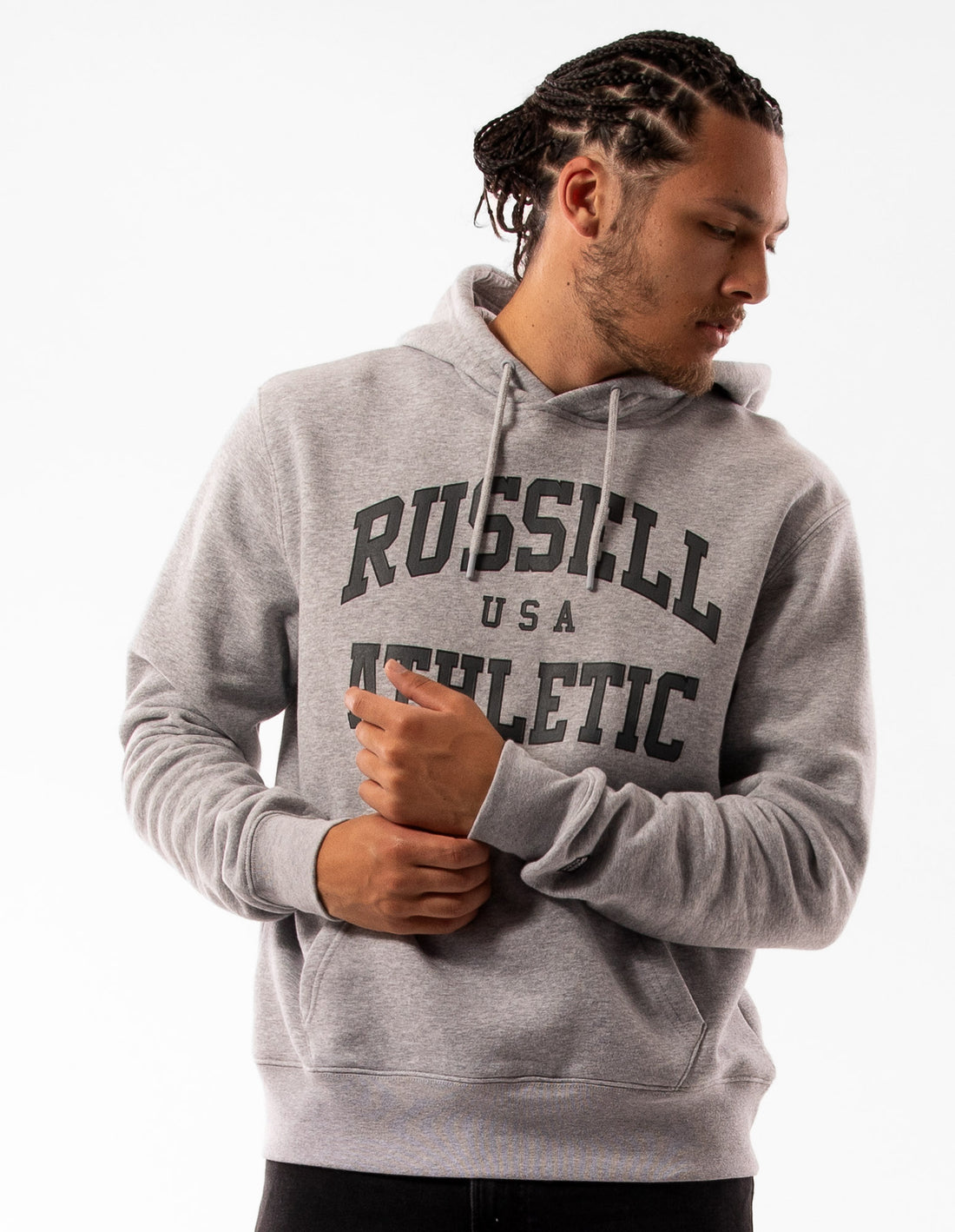 Pánské Mikina s Kapucí Russell Athletic Houston Šedé | QIJ-840163