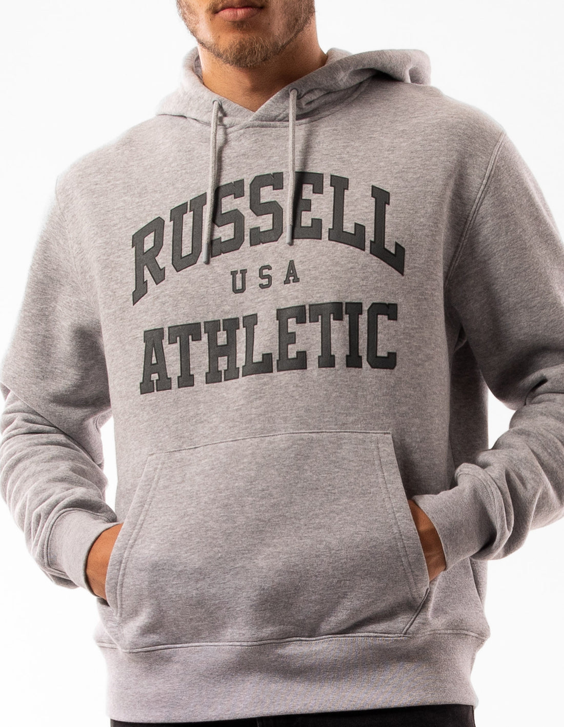 Pánské Mikina s Kapucí Russell Athletic Houston Šedé | QIJ-840163