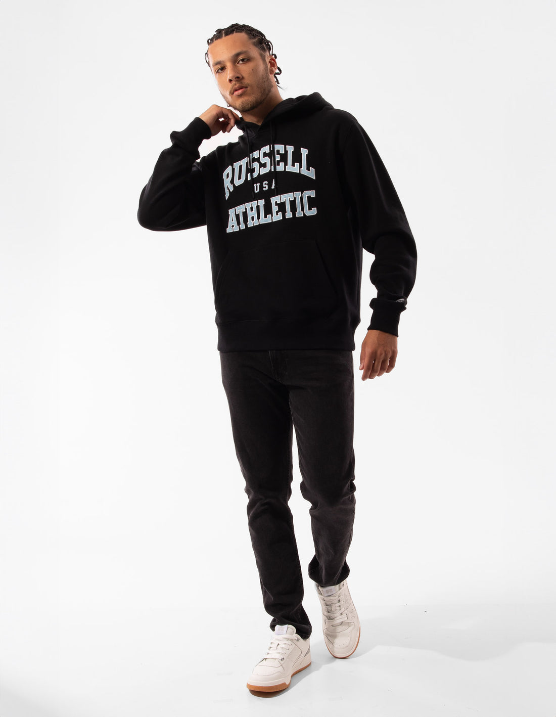 Pánské Mikina s Kapucí Russell Athletic Mercer Černé | DSQ-634709