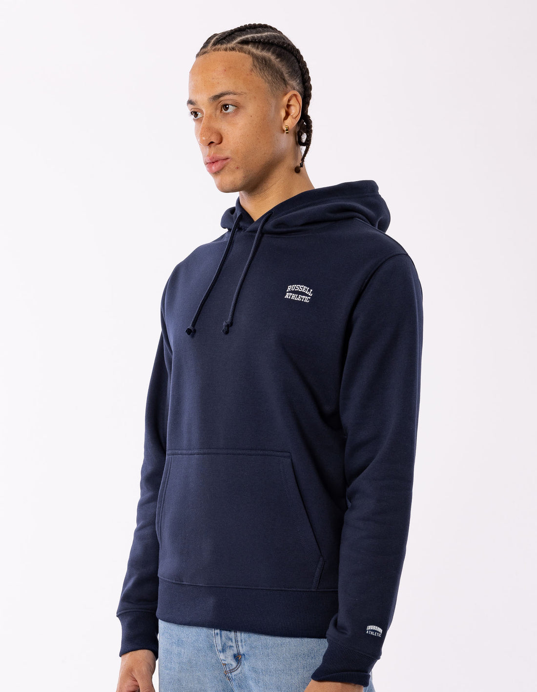 Pánské Mikina s Kapucí Russell Athletic Originals Small Arch Tmavě Blankyt | AOH-761485