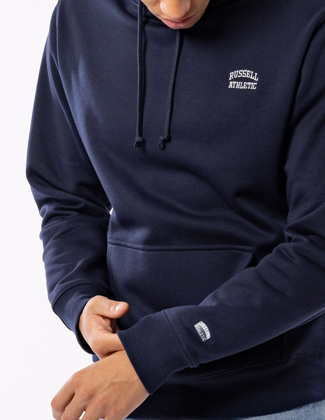 Pánské Mikina s Kapucí Russell Athletic Originals Small Arch Tmavě Blankyt | AOH-761485