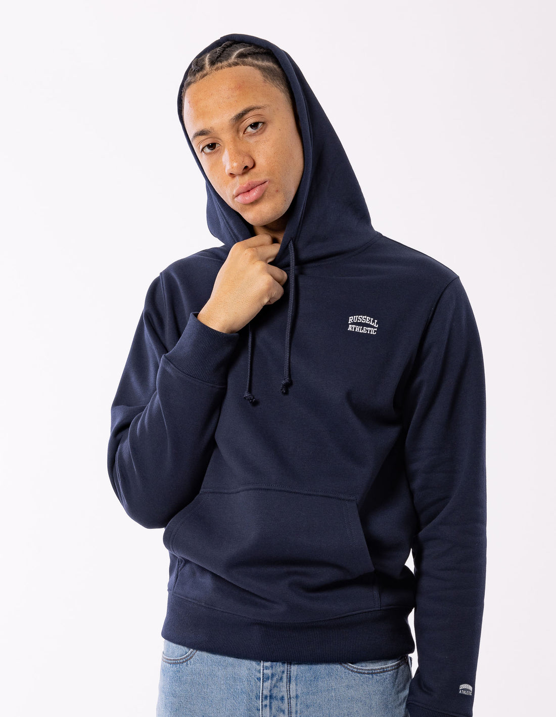 Pánské Mikina s Kapucí Russell Athletic Originals Small Arch Tmavě Blankyt | AOH-761485