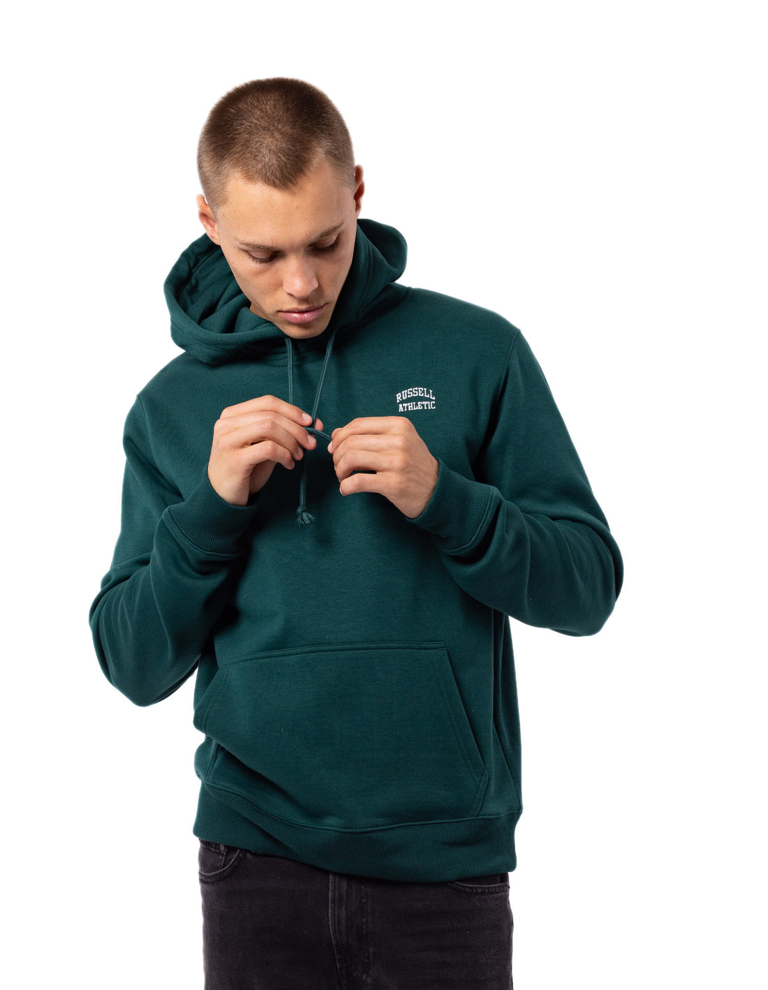 Pánské Mikina s Kapucí Russell Athletic Originals Small Arch Zelene | HXL-621347