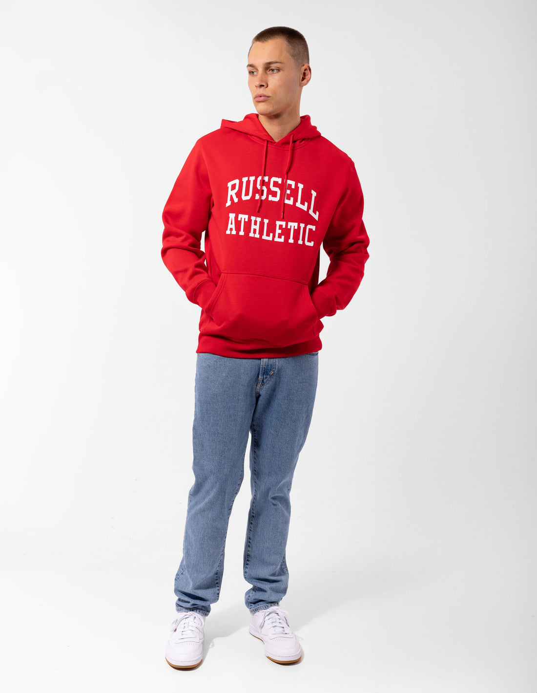 Pánské Mikina s Kapucí Russell Athletic Originals Arch Logo Červené | HOX-584176