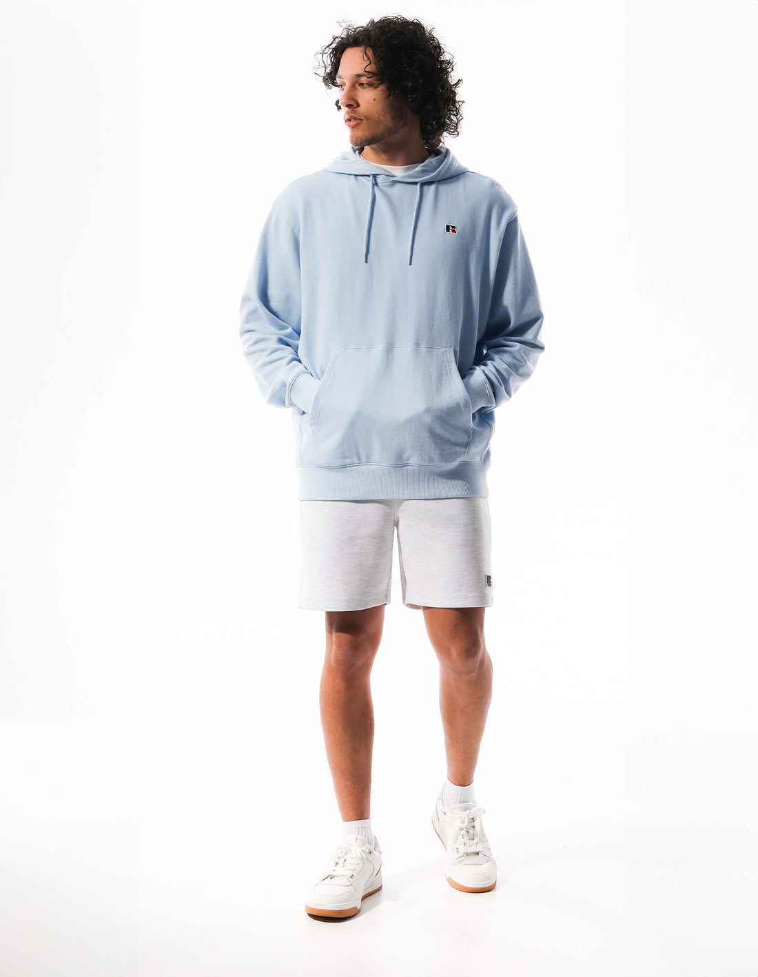 Pánské Mikina s Kapucí Russell Athletic R Logo Blankyt | PIT-217305