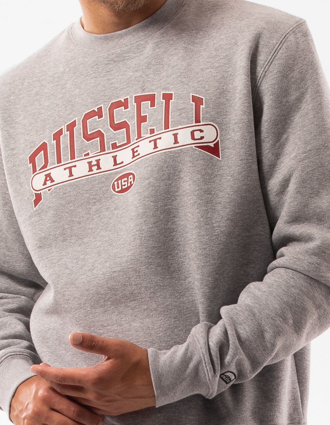 Pánské Svetr S Výstřihem Do Posádky Russell Athletic Vortex Šedé | NFY-129853