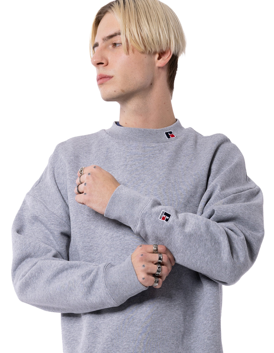 Pánské Svetr S Výstřihem Do Posádky Russell Athletic Unisex High Neck Šedé | JFK-354079