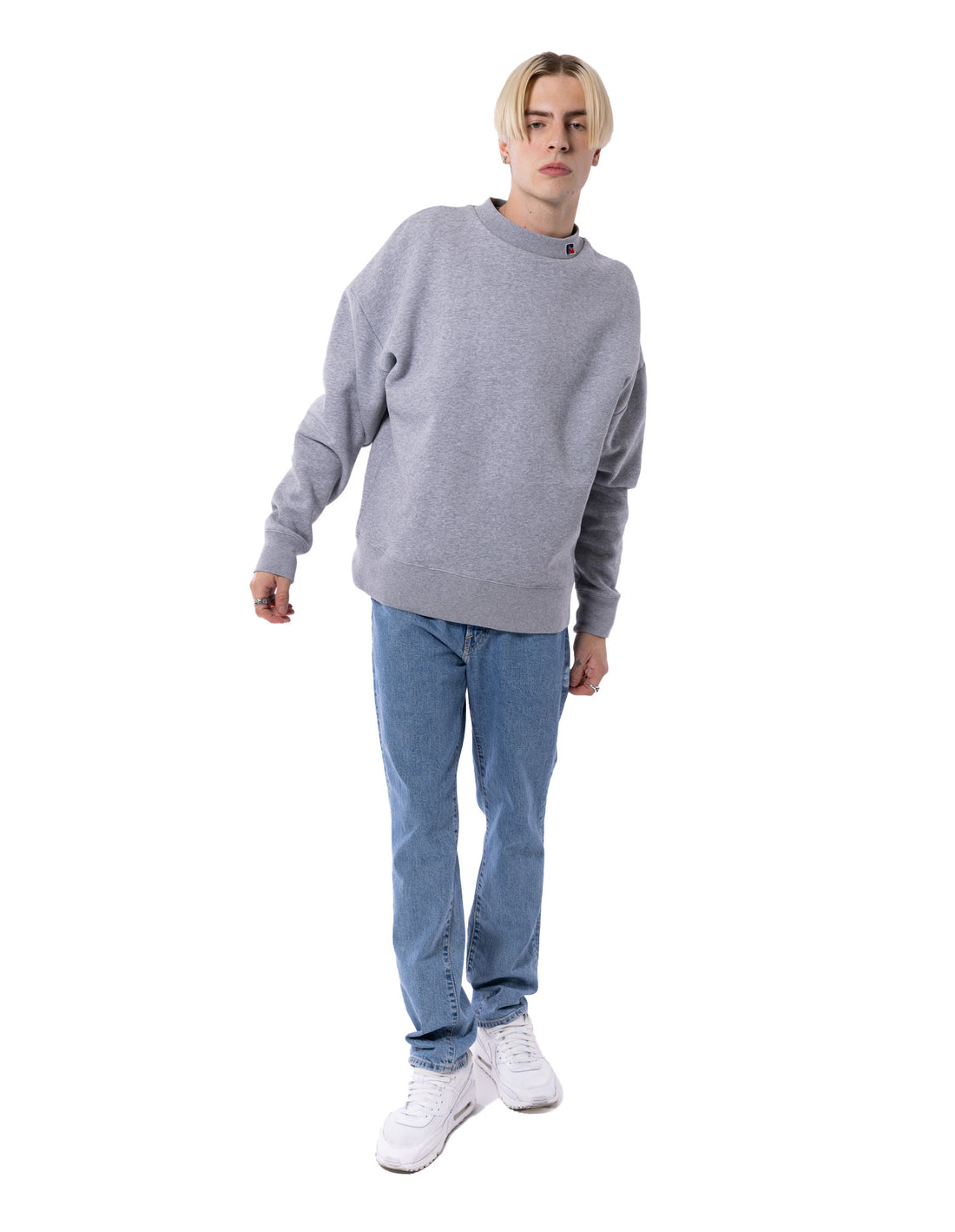 Pánské Svetr S Výstřihem Do Posádky Russell Athletic Unisex High Neck Šedé | JFK-354079