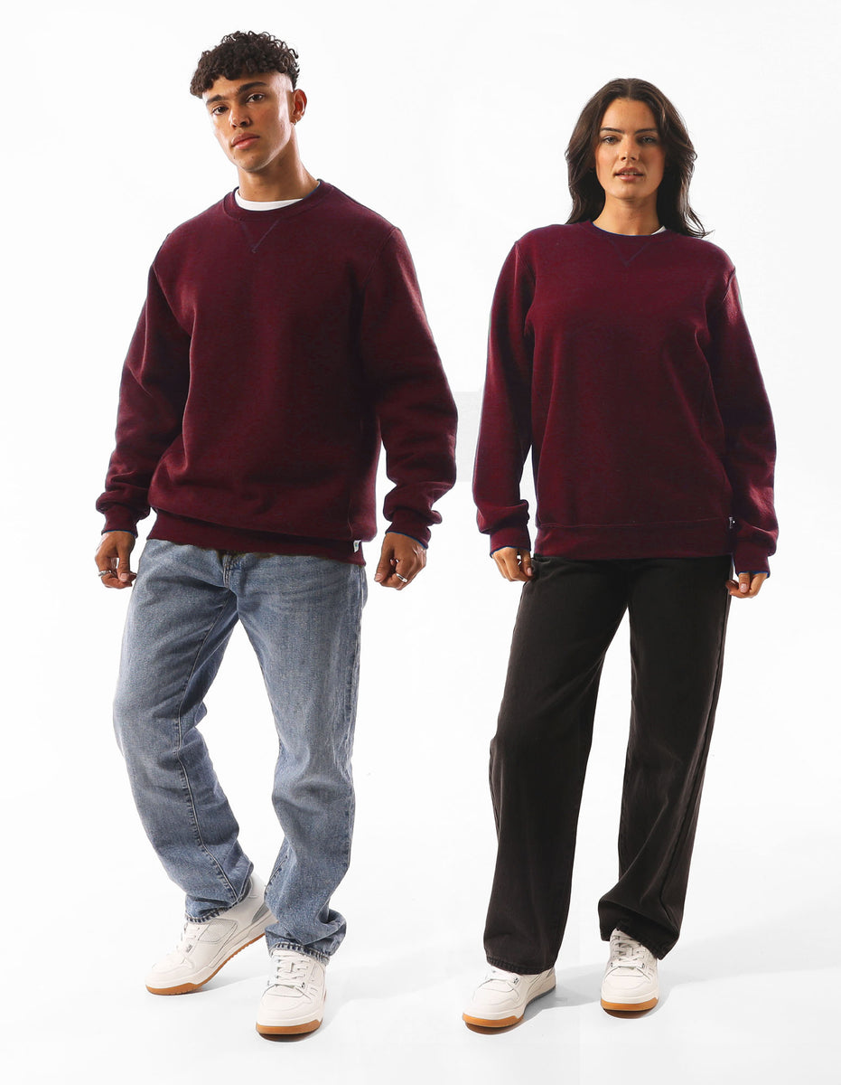 Pánské Svetr S Výstřihem Do Posádky Russell Athletic Unisex Dri Vínové | OTJ-576413