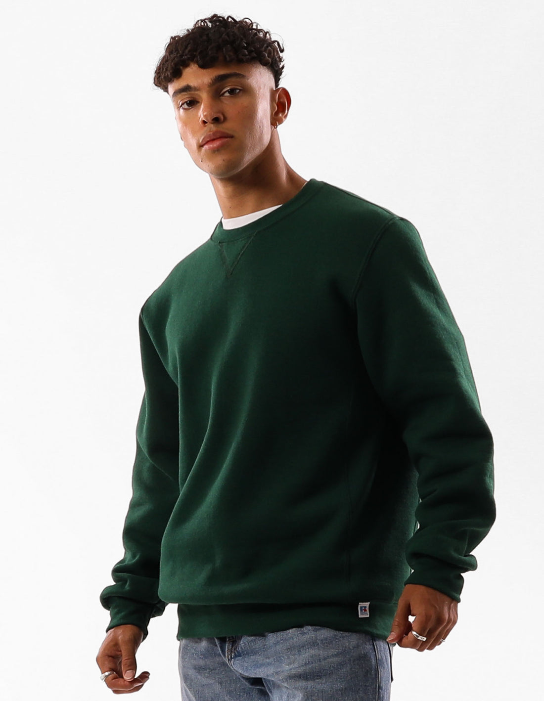Pánské Svetr S Výstřihem Do Posádky Russell Athletic Unisex Dri Tmavě Zelene | OAP-501247