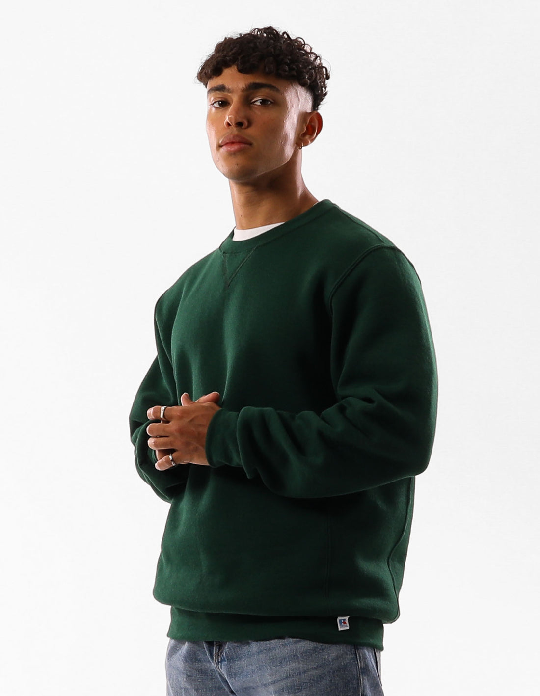 Pánské Svetr S Výstřihem Do Posádky Russell Athletic Unisex Dri Tmavě Zelene | OAP-501247