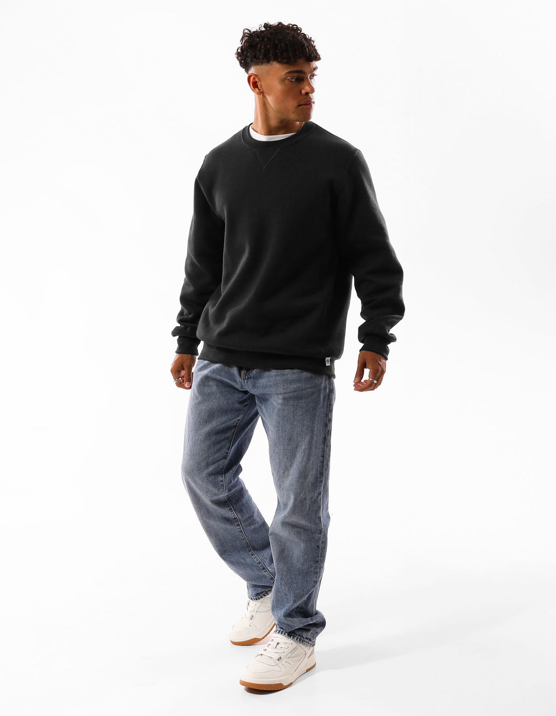 Pánské Svetr S Výstřihem Do Posádky Russell Athletic Unisex Dri Černé | VCS-632081