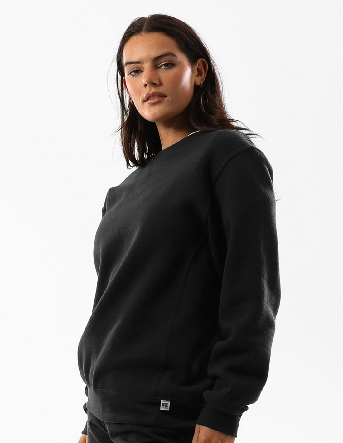 Pánské Svetr S Výstřihem Do Posádky Russell Athletic Unisex Dri Černé | VCS-632081