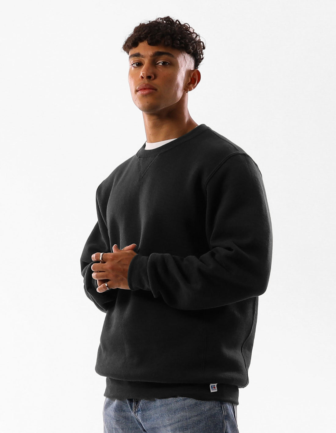 Pánské Svetr S Výstřihem Do Posádky Russell Athletic Unisex Dri Černé | VCS-632081