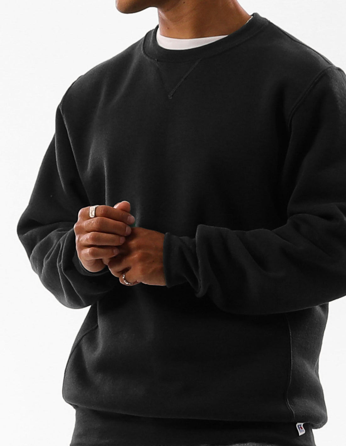Pánské Svetr S Výstřihem Do Posádky Russell Athletic Unisex Dri Černé | VCS-632081